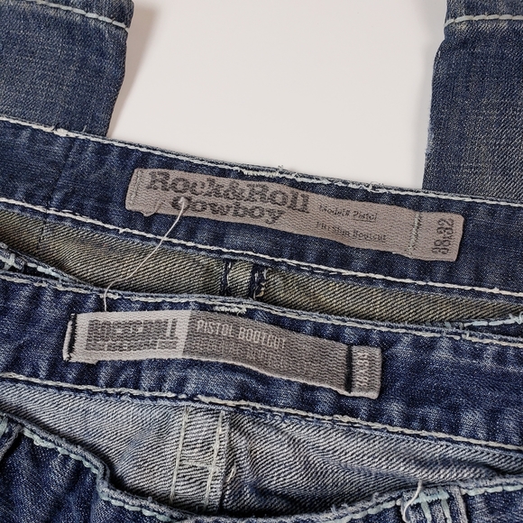 Rock and Roll Cowboy Embroidered Denim Blue Bootcut Jeans - Picture 7 of 7